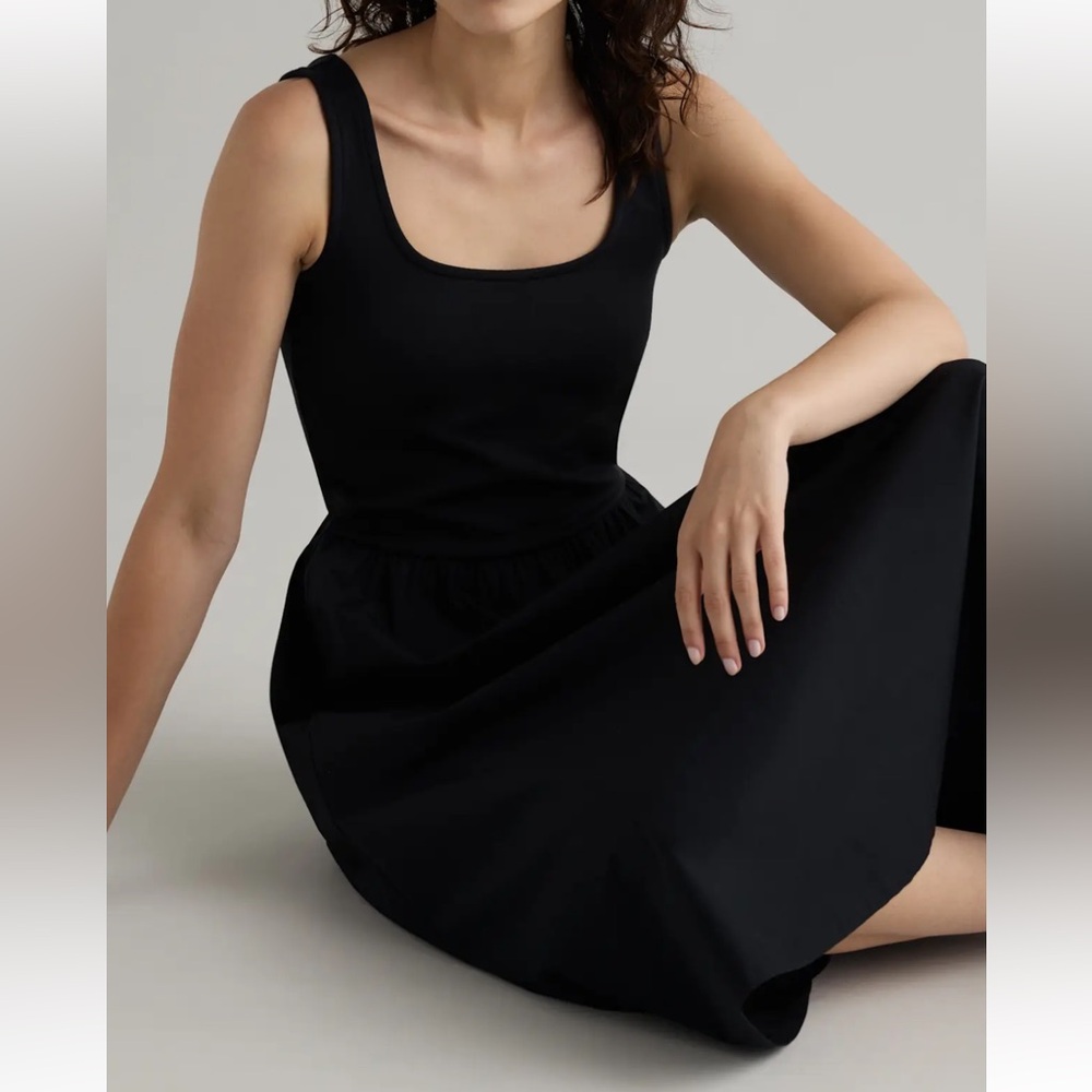 New Quince cotton mixed media tank Black Sleeveless Dress size XS, L - Picture 5 of 11